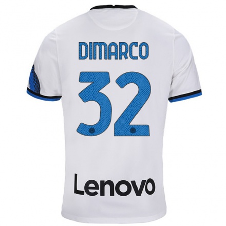 Naisten Jalkapallo Federico Dimarco #32 Valkoinen Sininen Vieraspaita 2021/22 Lyhythihainen Paita T-paita