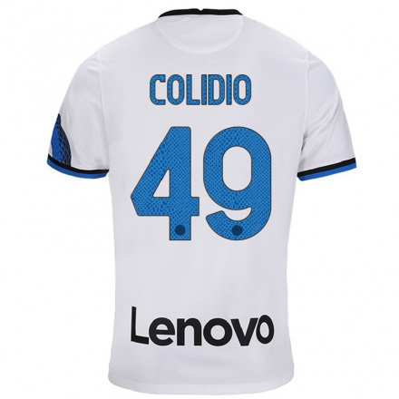 Naisten Jalkapallo Facundo Colidio #49 Valkoinen Sininen Vieraspaita 2021/22 Lyhythihainen Paita T-paita