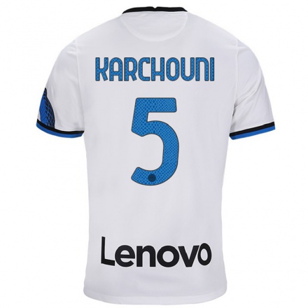 Naisten Jalkapallo Ghoutia Karchouni #5 Valkoinen Sininen Vieraspaita 2021/22 Lyhythihainen Paita T-paita