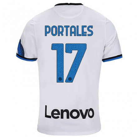 Naisten Jalkapallo Macarena Portales #17 Valkoinen Sininen Vieraspaita 2021/22 Lyhythihainen Paita T-paita