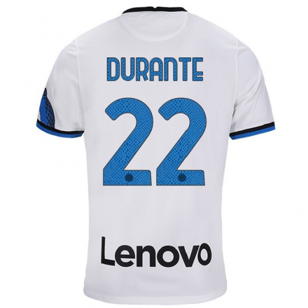 Naisten Jalkapallo Francesca Durante #22 Valkoinen Sininen Vieraspaita 2021/22 Lyhythihainen Paita T-paita