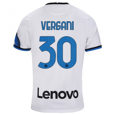 Naisten Jalkapallo Bianca Vergani #30 Valkoinen Sininen Vieraspaita 2021/22 Lyhythihainen Paita T-paita