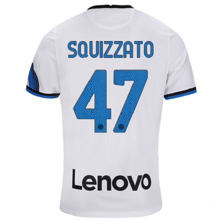 Naisten Jalkapallo Niccolo Squizzato #47 Valkoinen Sininen Vieraspaita 2021/22 Lyhythihainen Paita T-paita