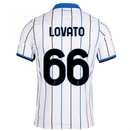 Naisten Jalkapallo Matteo Lovato #66 Sinivalkoinen Vieraspaita 2021/22 Lyhythihainen Paita T-paita