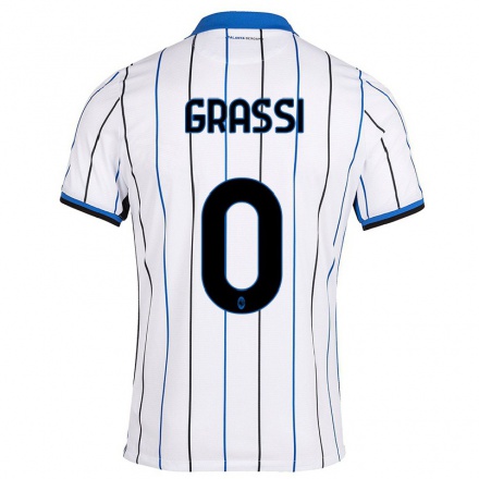 Naisten Jalkapallo Filippo Grassi #0 Sinivalkoinen Vieraspaita 2021/22 Lyhythihainen Paita T-paita