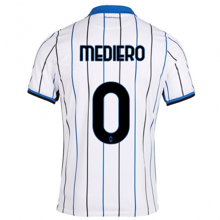 Naisten Jalkapallo Anwar Mediero #0 Sinivalkoinen Vieraspaita 2021/22 Lyhythihainen Paita T-paita