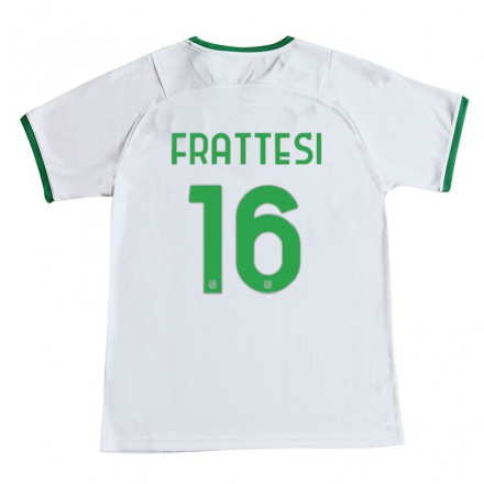 Naisten Jalkapallo Davide Frattesi #16 Valkoinen Vieraspaita 2021/22 Lyhythihainen Paita T-paita