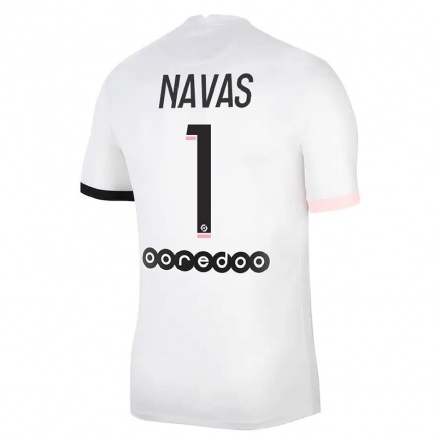 Naisten Jalkapallo Keylor Navas #1 Valkoinen Vaaleanpunainen Vieraspaita 2021/22 Lyhythihainen Paita T-paita