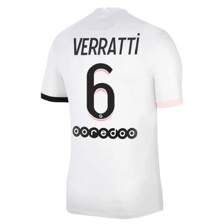 Naisten Jalkapallo Marco Verratti #6 Valkoinen Vaaleanpunainen Vieraspaita 2021/22 Lyhythihainen Paita T-paita