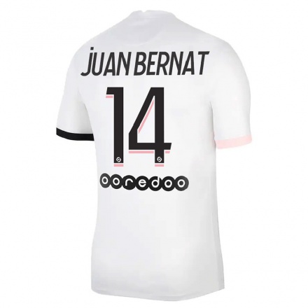 Naisten Jalkapallo Juan Bernat #14 Valkoinen Vaaleanpunainen Vieraspaita 2021/22 Lyhythihainen Paita T-paita