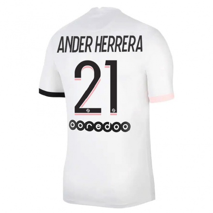 Naisten Jalkapallo Ander Herrera #21 Valkoinen Vaaleanpunainen Vieraspaita 2021/22 Lyhythihainen Paita T-paita