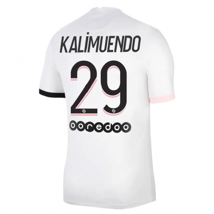 Naisten Jalkapallo Arnaud Kalimuendo #29 Valkoinen Vaaleanpunainen Vieraspaita 2021/22 Lyhythihainen Paita T-paita