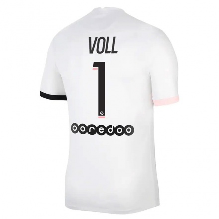 Naisten Jalkapallo Charlotte Voll #1 Valkoinen Vaaleanpunainen Vieraspaita 2021/22 Lyhythihainen Paita T-paita