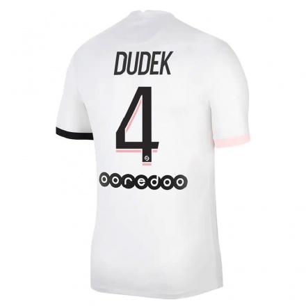 Naisten Jalkapallo Paulina Dudek #4 Valkoinen Vaaleanpunainen Vieraspaita 2021/22 Lyhythihainen Paita T-paita