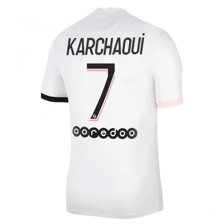 Naisten Jalkapallo Sakina Karchaoui #7 Valkoinen Vaaleanpunainen Vieraspaita 2021/22 Lyhythihainen Paita T-paita