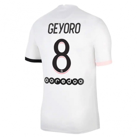 Naisten Jalkapallo Grace Geyoro #8 Valkoinen Vaaleanpunainen Vieraspaita 2021/22 Lyhythihainen Paita T-paita