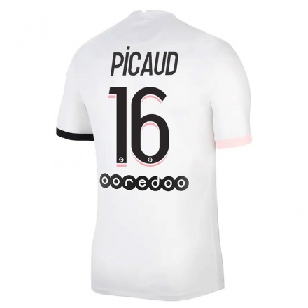 Naisten Jalkapallo Constance Picaud #16 Valkoinen Vaaleanpunainen Vieraspaita 2021/22 Lyhythihainen Paita T-paita