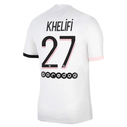 Naisten Jalkapallo Lea Khelifi #27 Valkoinen Vaaleanpunainen Vieraspaita 2021/22 Lyhythihainen Paita T-paita