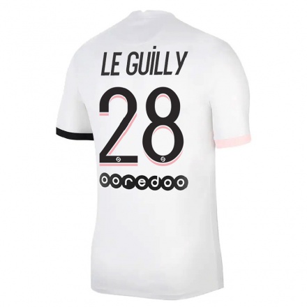 Naisten Jalkapallo Jade Le Guilly #28 Valkoinen Vaaleanpunainen Vieraspaita 2021/22 Lyhythihainen Paita T-paita