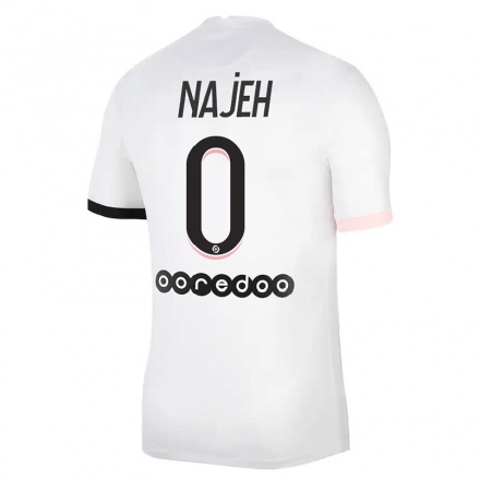 Naisten Jalkapallo Kais Najeh #0 Valkoinen Vaaleanpunainen Vieraspaita 2021/22 Lyhythihainen Paita T-paita
