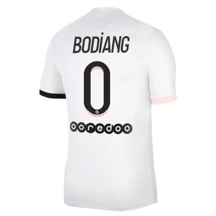 Naisten Jalkapallo Moutanabi Bodiang #0 Valkoinen Vaaleanpunainen Vieraspaita 2021/22 Lyhythihainen Paita T-paita