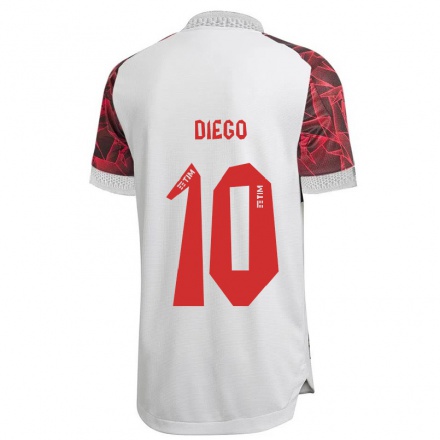 Naisten Jalkapallo Diego #10 Valkoinen Vieraspaita 2021/22 Lyhythihainen Paita T-paita