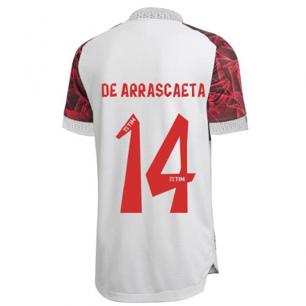 Naisten Jalkapallo Giorgian de Arrascaeta #14 Valkoinen Vieraspaita 2021/22 Lyhythihainen Paita T-paita