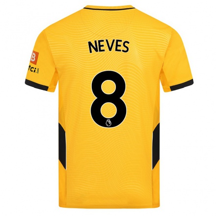 Naisten Jalkapallo Ruben Neves #8 Keltainen Kotipaita 2021/22 Lyhythihainen Paita T-paita