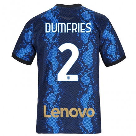 Naisten Jalkapallo Denzel Dumfries #2 Tummansininen Kotipaita 2021/22 Lyhythihainen Paita T-paita
