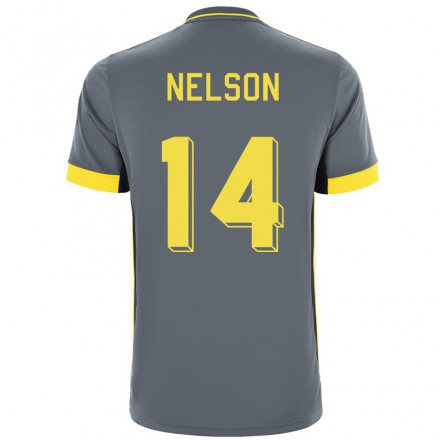 Naisten Jalkapallo Reiss Nelson #14 Harmaa Musta Vieraspaita 2021/22 Lyhythihainen Paita T-paita