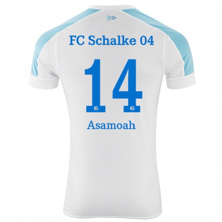 Naisten Jalkapallo Gerald Asamoah #14 Valkoinen Sininen Vieraspaita 2021/22 Lyhythihainen Paita T-paita