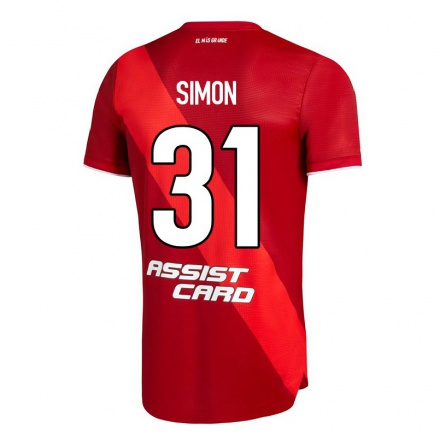 Naisten Jalkapallo Santiago Simon #31 Punainen Vieraspaita 2021/22 Lyhythihainen Paita T-paita