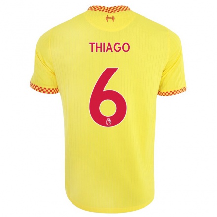 Naisten Jalkapallo Thiago #6 Keltainen 3. Paita 2021/22 Lyhythihainen Paita T-paita