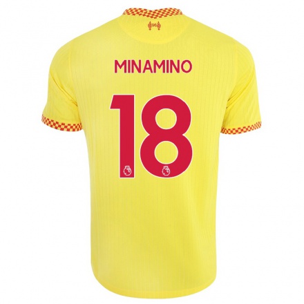 Naisten Jalkapallo Takumi Minamino #18 Keltainen 3. Paita 2021/22 Lyhythihainen Paita T-paita