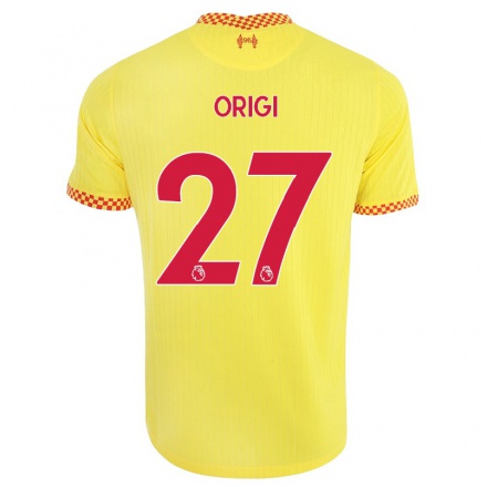 Naisten Jalkapallo Divock Origi #27 Keltainen 3. Paita 2021/22 Lyhythihainen Paita T-paita