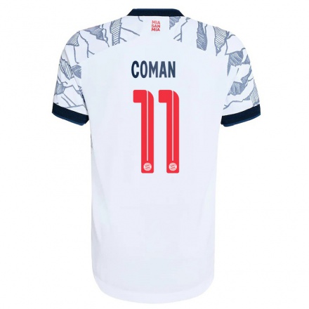 Naisten Jalkapallo Kingsley Coman #11 Harmaa Valkoinen 3. Paita 2021/22 Lyhythihainen Paita T-paita
