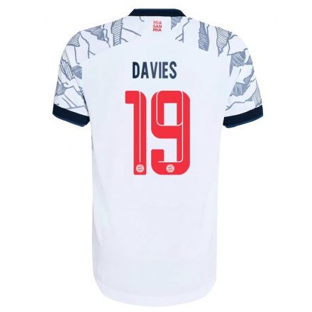 Naisten Jalkapallo Alphonso Davies #19 Harmaa Valkoinen 3. Paita 2021/22 Lyhythihainen Paita T-paita