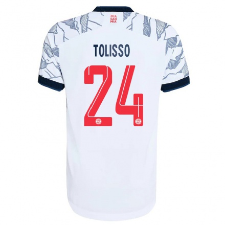 Naisten Jalkapallo Corentin Tolisso #24 Harmaa Valkoinen 3. Paita 2021/22 Lyhythihainen Paita T-paita