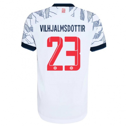 Naisten Jalkapallo Karolina Lea Vilhjalmsdottir #23 Harmaa Valkoinen 3. Paita 2021/22 Lyhythihainen Paita T-paita