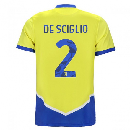 Naisten Jalkapallo Mattia De Sciglio #2 Sininen Keltainen 3. Paita 2021/22 Lyhythihainen Paita T-paita