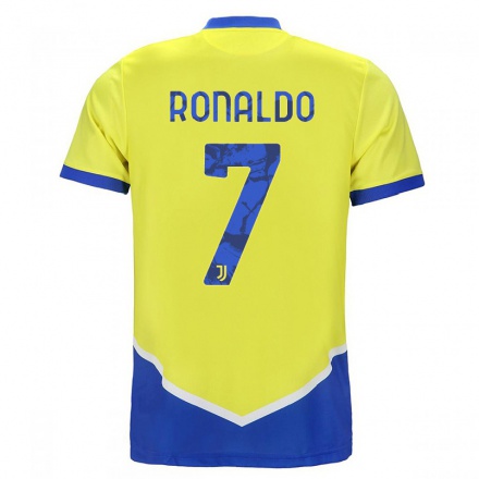 Naisten Jalkapallo Cristiano Ronaldo #7 Sininen Keltainen 3. Paita 2021/22 Lyhythihainen Paita T-paita