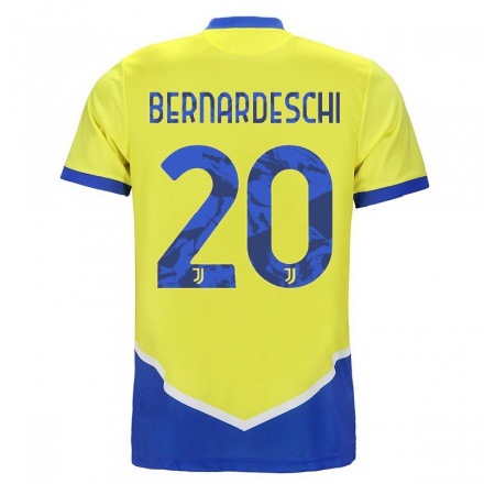 Naisten Jalkapallo Federico Bernardeschi #20 Sininen Keltainen 3. Paita 2021/22 Lyhythihainen Paita T-paita