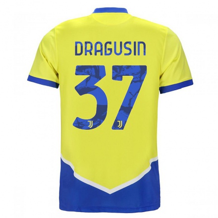 Naisten Jalkapallo Radu Dragusin #37 Sininen Keltainen 3. Paita 2021/22 Lyhythihainen Paita T-paita