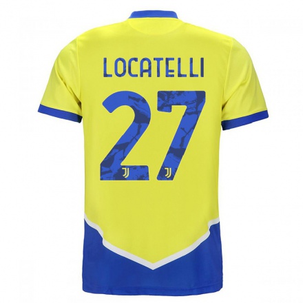 Naisten Jalkapallo Manuel Locatelli #27 Sininen Keltainen 3. Paita 2021/22 Lyhythihainen Paita T-paita