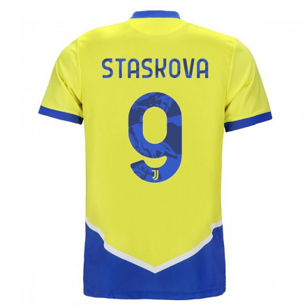 Naisten Jalkapallo Andrea Staskova #9 Sininen Keltainen 3. Paita 2021/22 Lyhythihainen Paita T-paita