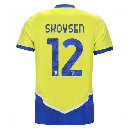 Naisten Jalkapallo Matilde Lundorf Skovsen #12 Sininen Keltainen 3. Paita 2021/22 Lyhythihainen Paita T-paita