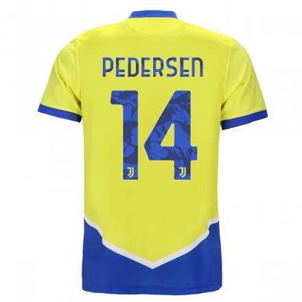 Naisten Jalkapallo Sofie Junge Pedersen #14 Sininen Keltainen 3. Paita 2021/22 Lyhythihainen Paita T-paita