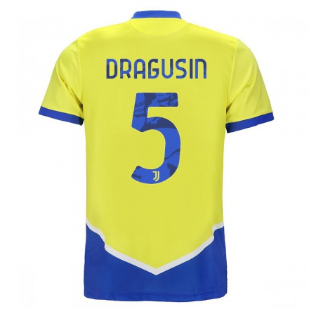 Naisten Jalkapallo Radu Dragusin #5 Sininen Keltainen 3. Paita 2021/22 Lyhythihainen Paita T-paita
