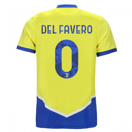 Naisten Jalkapallo Mattia Del Favero #0 Sininen Keltainen 3. Paita 2021/22 Lyhythihainen Paita T-paita