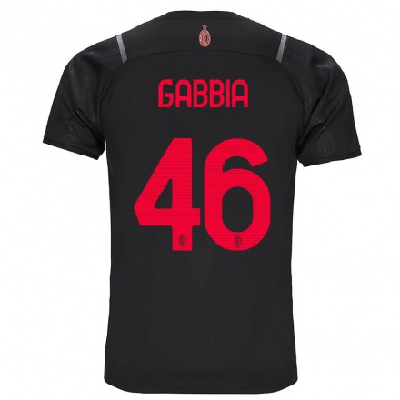 Naisten Jalkapallo Matteo Gabbia #46 Musta 3. Paita 2021/22 Lyhythihainen Paita T-paita